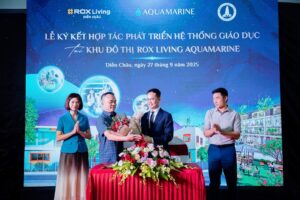 LỄ KÝ KẾT HỢP TÁC GIỮA CÔNG TY TNHH OLECO – NAM QUANG – CĐT DỰ ÁN ROX LIVING AQUAMARINE VÀ HỆ THỐNG MẦM NON MONTESSORI VINH TẠI DIỄN CHÂU, NGHỆ AN