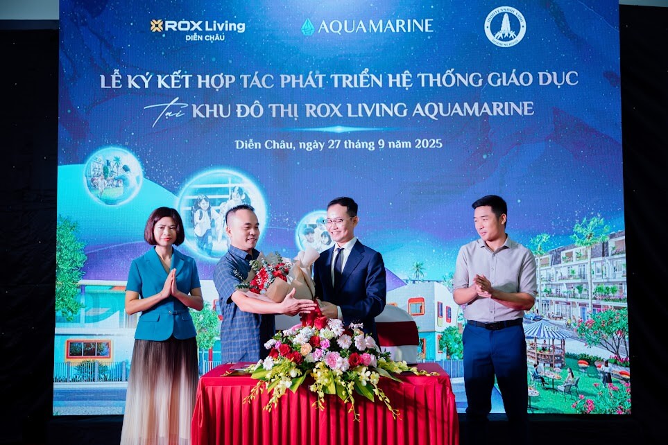 LỄ KÝ KẾT HỢP TÁC GIỮA CÔNG TY TNHH OLECO – NAM QUANG – CĐT DỰ ÁN ROX LIVING AQUAMARINE VÀ HỆ THỐNG MẦM NON MONTESSORI VINH TẠI DIỄN CHÂU, NGHỆ AN