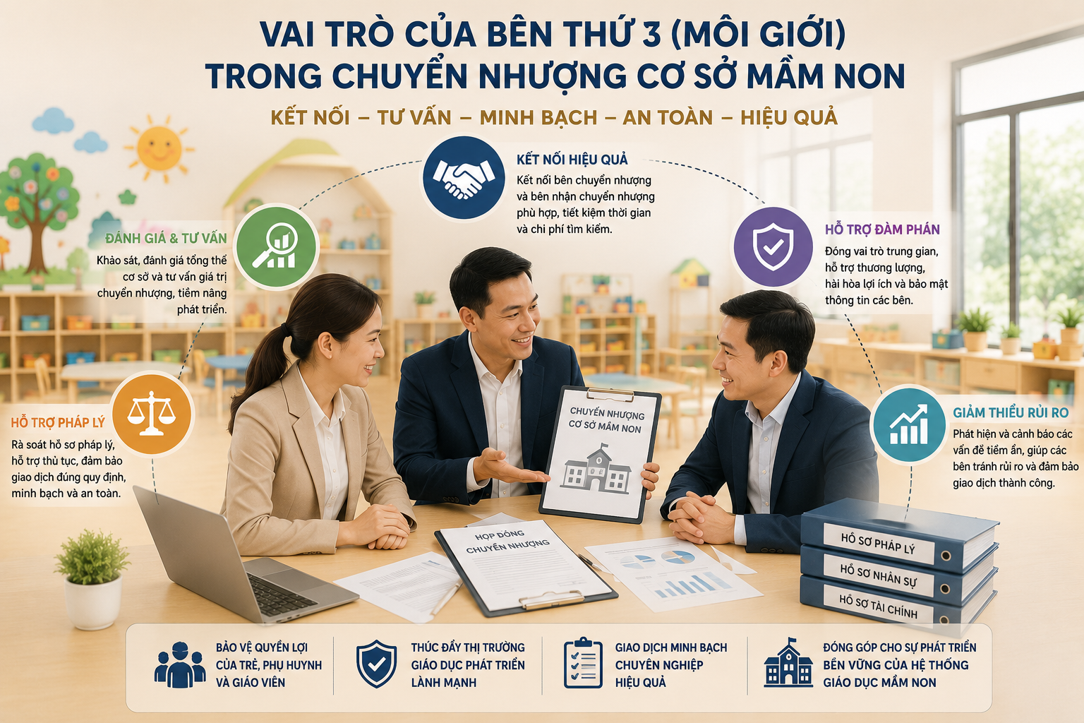 Vai trò của bên thứ ba (môi giới) trong chuyển nhượng cơ sở mầm non