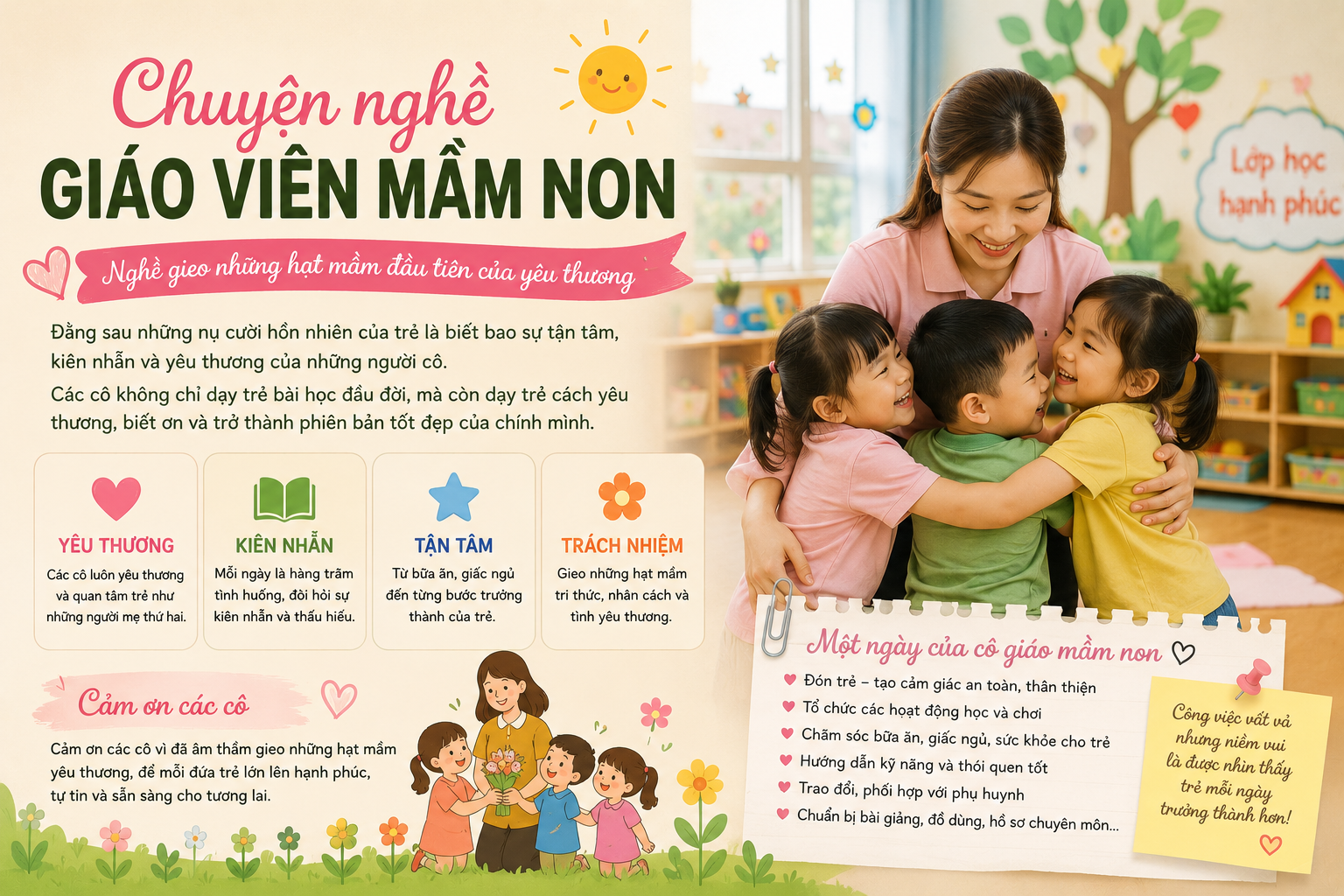 Chuyện nghề giáo viên mầm non – Nghề gieo những hạt mầm đầu tiên của yêu thương