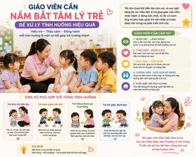 Giáo viên cần nắm bắt tâm lý trẻ để xử lý tình huống hiệu quả