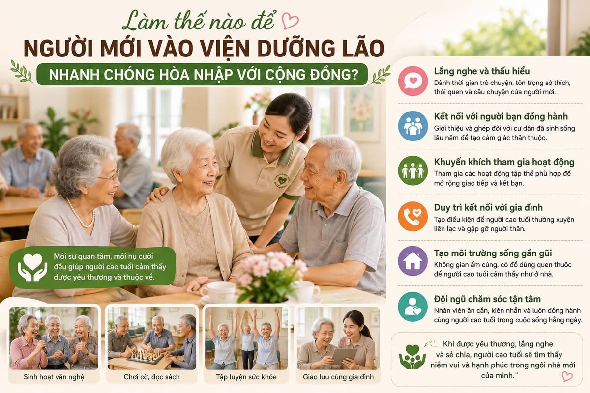 Làm thế nào để người mới vào viện dưỡng lão nhanh chóng hòa nhập với cộng đồng?