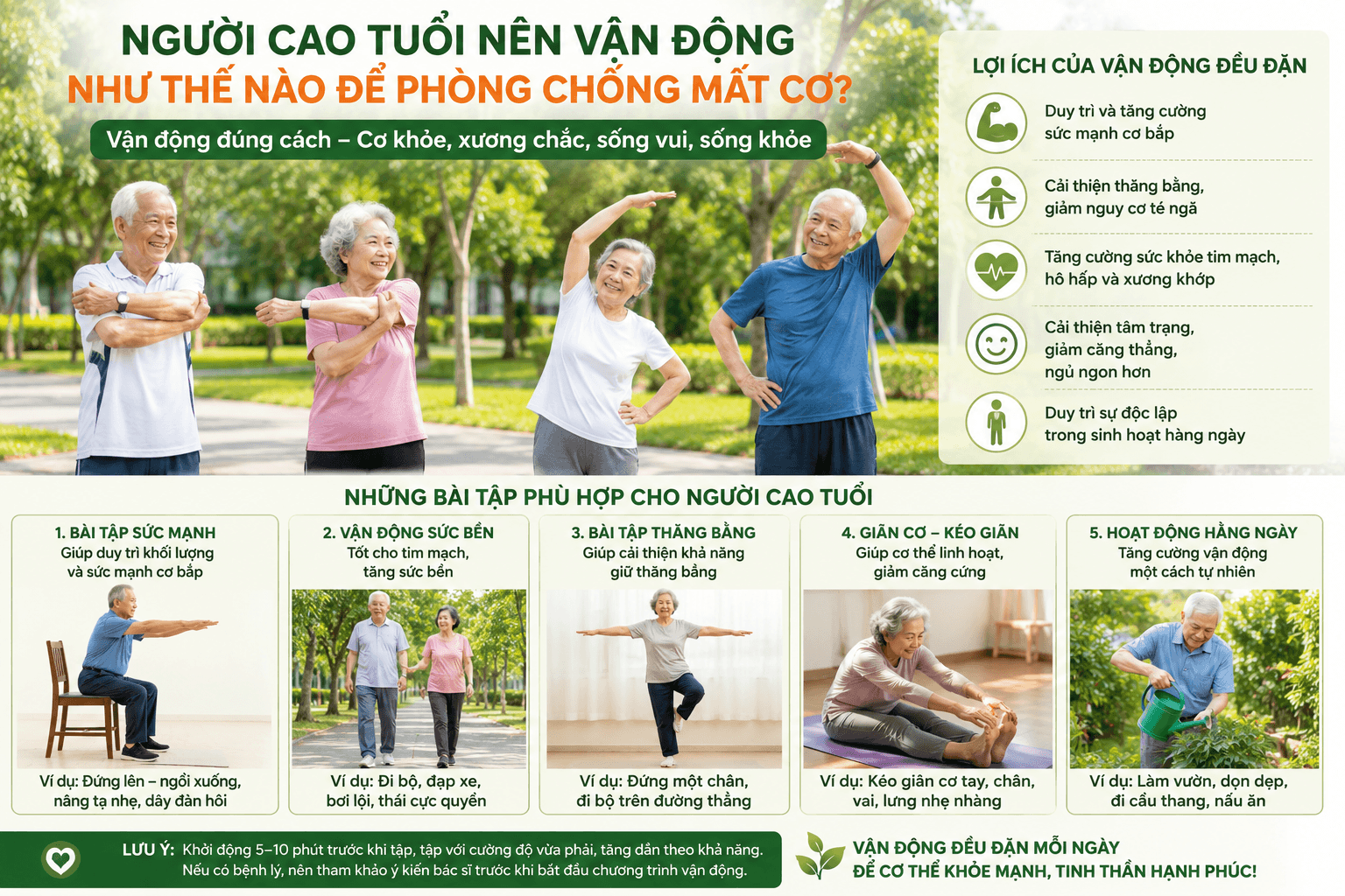 Người cao tuổi nên vận động như thế nào để phòng chống mất cơ?