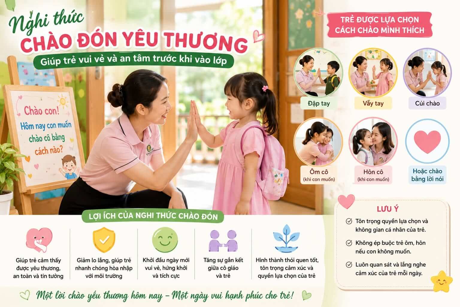 Nghi thức chào đón yêu thương – Giúp trẻ vui vẻ và an tâm trước khi vào lớp