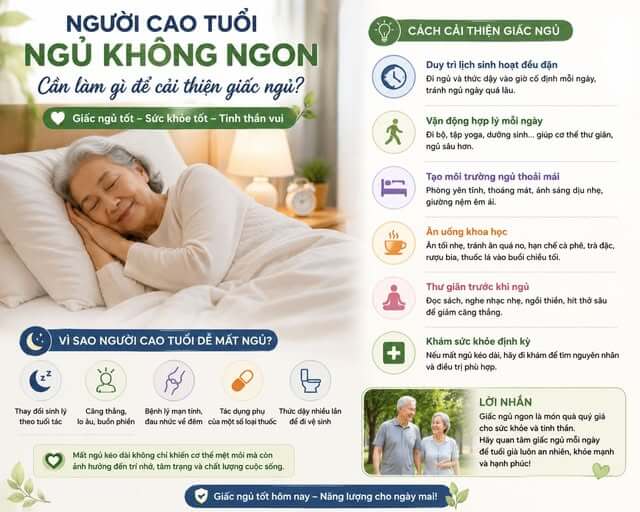 Người cao tuổi ngủ không ngon – Cần làm gì để cải thiện giấc ngủ?