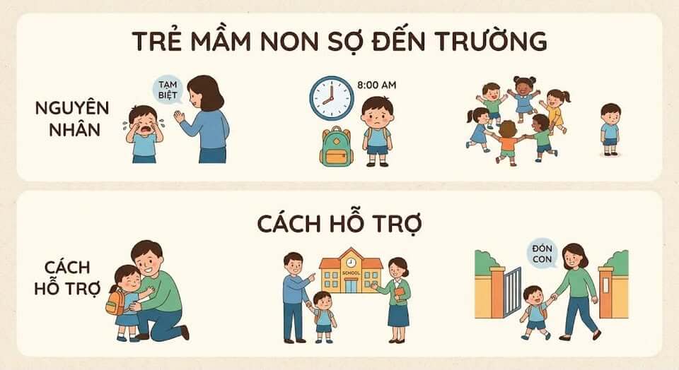 Trẻ mầm non sợ đến trường: Nguyên nhân và cách hỗ trợ