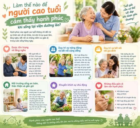 Làm thế nào để người cao tuổi cảm thấy hạnh phúc khi sống tại viện dưỡng lão?