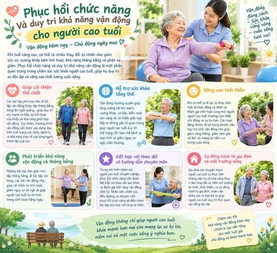 Phục hồi chức năng và duy trì khả năng vận động cho người cao tuổi