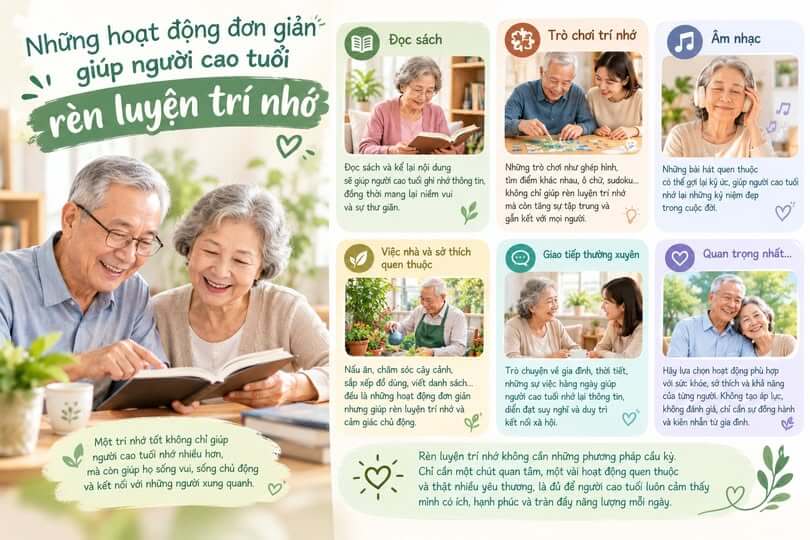 NHỮNG HOẠT ĐỘNG ĐƠN GIẢN GIÚP NGƯỜI CAO TUỔI RÈN LUYỆN TRÍ NHỚ