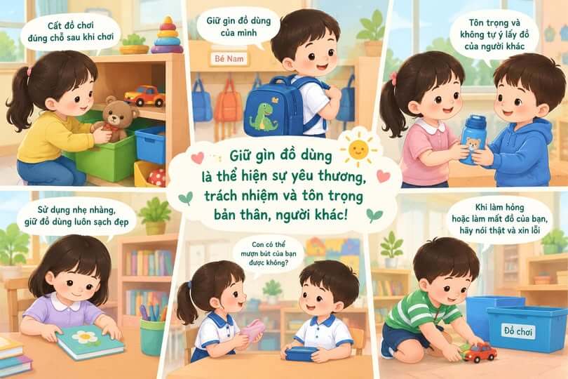 Dạy trẻ biết giữ gìn đồ dùng của mình và của người khác